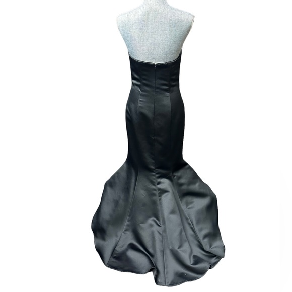 Jesssica McClintock for Gunne Sax Black Satin Cocktail Dress White Tulle Size 7 - Picture 3 of 13